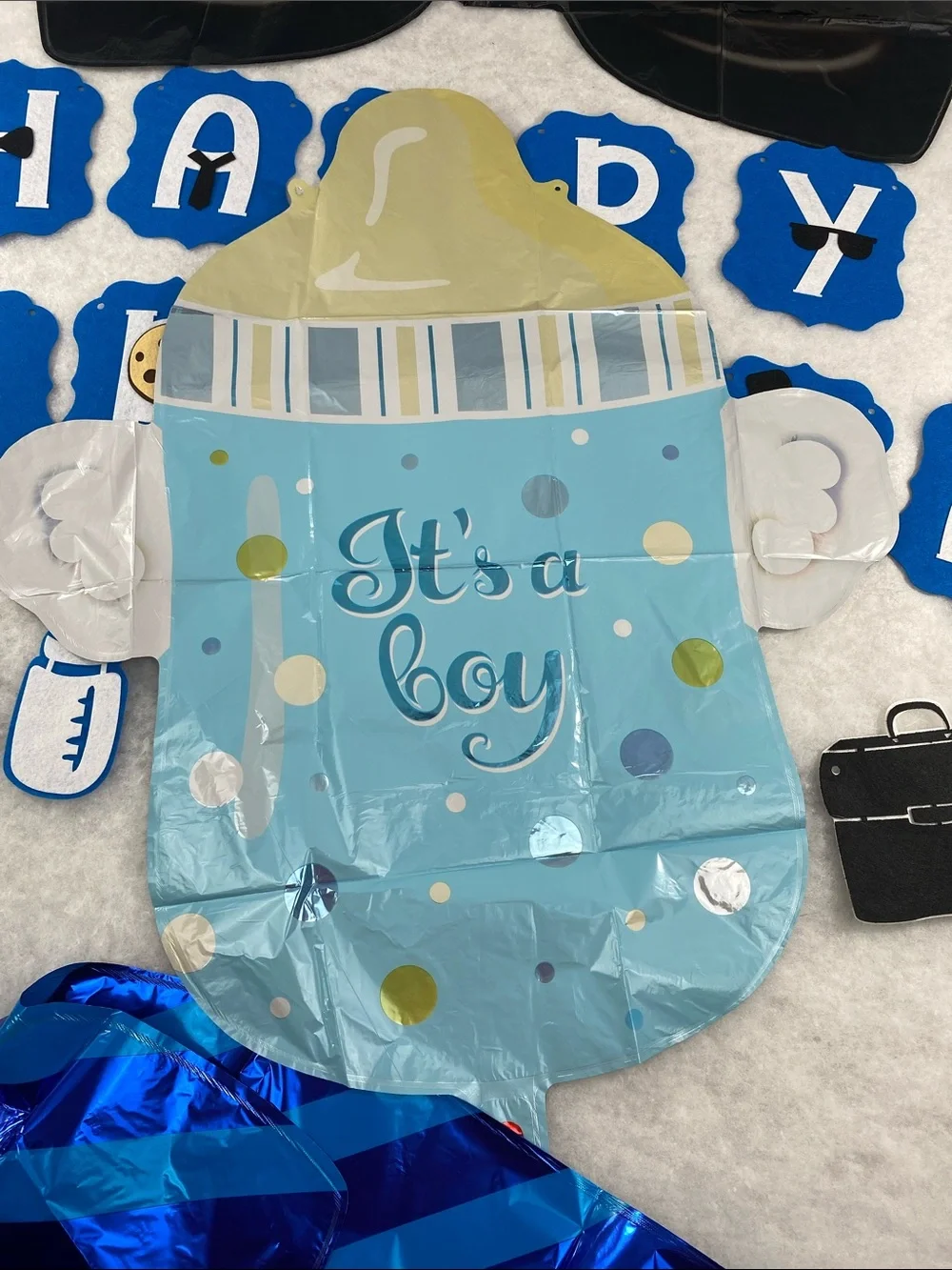 Birthday 'Boss' Banner Party Decoration in Blue and Black it’s a boy party decor